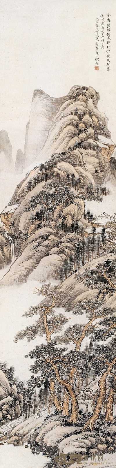 贺天健 1936年作 山水 立轴 128×31.5cm